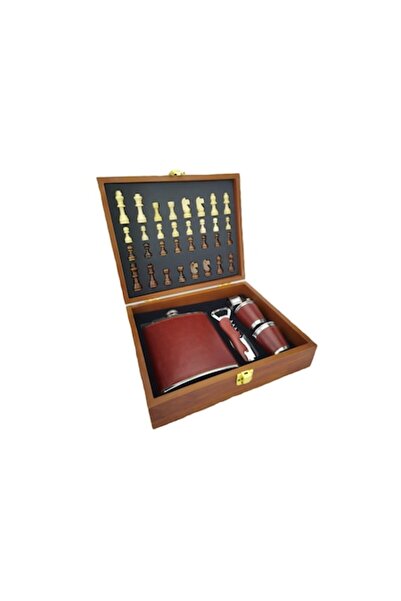 Doty Set cutie eleganta cadou, joc de sah complet, plosca de 250 ml din inox ...