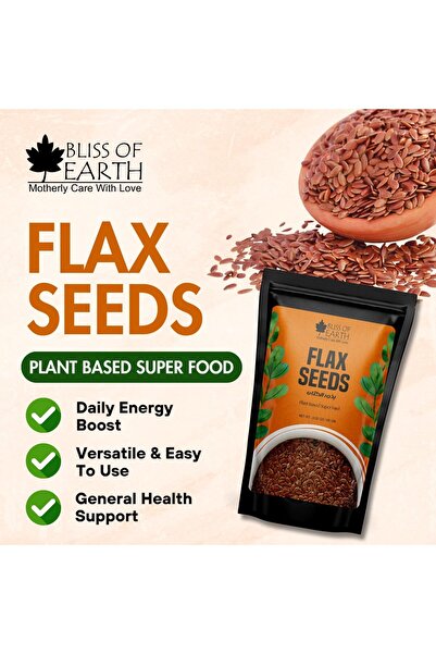 Bliss of Earth Raw Flax Seeds, Natural Fiber Rich Superfood, 100g | Premium Whole Plant Based Seeds