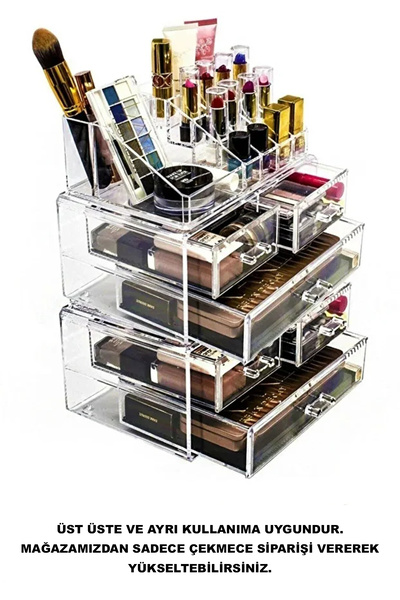 LİRAZON 5-Tier 6-Drawer Cosmetic Organizer Acrylic Makeup Organizer Brush Lipstick Jewelry Storage Box