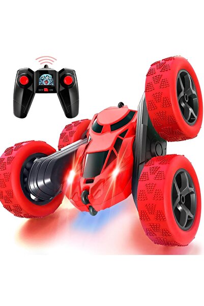 OVATEX Uzaktan Kumandalı Işıklı Şarjlı 2.4 Ghz KIRMIZI Kırılmaz Akrobat Araba