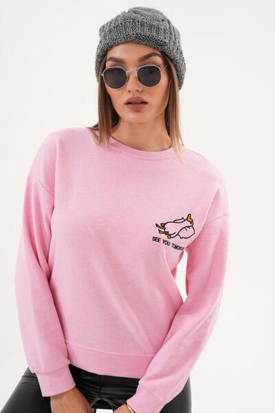 ŞİMAL Дамска блуза с бродерия на патица, плетена в стил Солун 255077 -