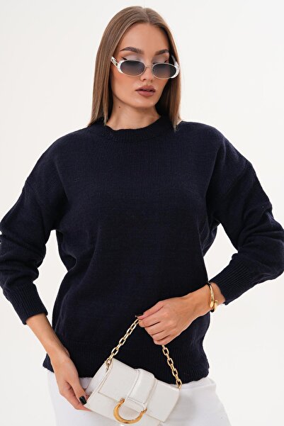ŞİMAL Women's Crew Neck Knitwear Knitted Loose Sweater 255231 -