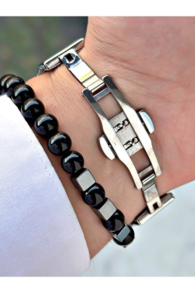 Tisaati Special Design Eşref Single Watch Model Metal Band Men's Wristwatch with Calendar - Gift Bracelet