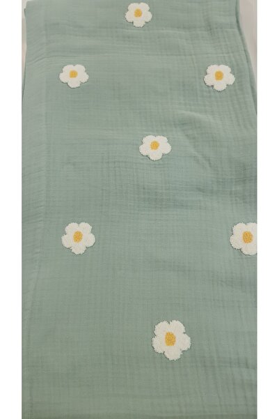 Bilenn Tekstil 4 Kat Müslin Kumaş Üzerine Papatya Punch Nakışlı Örtü