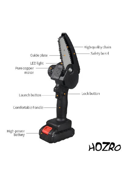 HOZRO Drujba Electrica, Neagra, Cu 2 Acumulatori, Lant si Incarcator