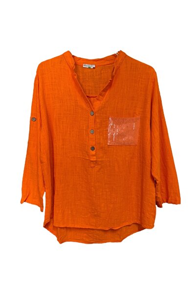 SUMEF 100% Organic Cotton Washable - Comfortable Fit Women's Blouse with Sequ...