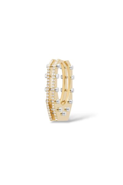 neslyaccessories Zımbalı Hex – Çift Renk Kıkırdak Küpe (Gold)