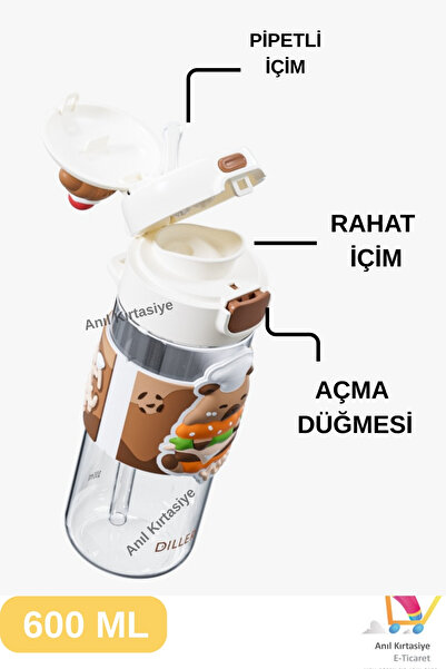 Vagonlife Diller Single Cap with Double Drinking Straw/Capybara with Comfortable Wrist Strap 600 ml