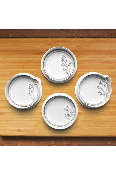 Hobist مجموعة من 4 قوالب لصنع الكوكيز وقوالب عجينة السكر بإطار مزين بنمط زهور