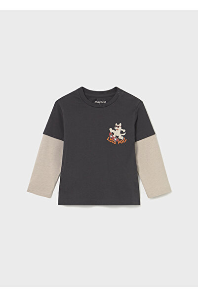 MAYORAL Erkek Bebek Duble Kol Sweatshirt Gri