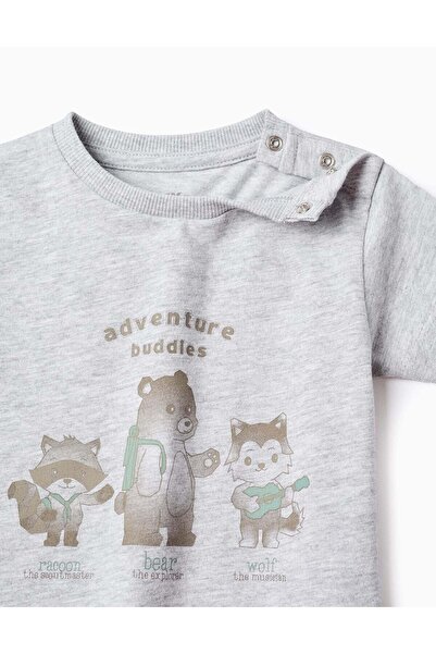 Ziddy Cotton Pyjama for Baby Boys 'Friends', Grey/Green