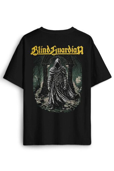 Kendim Seçtim تي شيرت Blind Guardian أسود كبير الحجم مطبوع عليه موسيقى Power ...