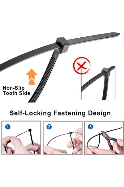 Generic AL ARQAM 100 Pack Cable Ties Black, 3.6mm x 150mm, 6 inch Zip Ties Long 40lbs Tensile Strength