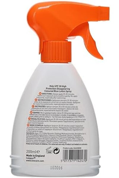 Calypso Kids Disappearing Coloured Blue Lotion Spray Spf 30 200 Ml