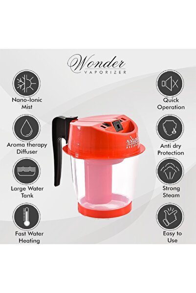 Wonder Steam Inhaler Professional Plastic Vaporizer, Red