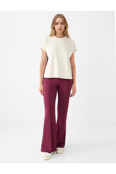 Jimmy Key Burgundy Straight Cut Knitted Jogging Bottom