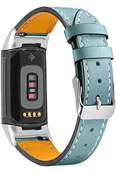 O Ozone Leather Watch Band | Fitbit Charge 5 Smart Watch| Light Green