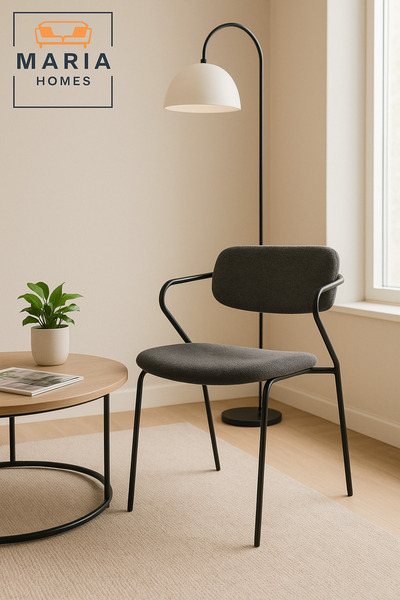 MARIA HOMES كرسي طعام رمادي أزرق - مقعد عصري بسيط للمنزل والمكتب والمقهى