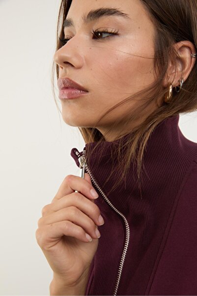 Stradivarius High-neck zip-up sweatshirt