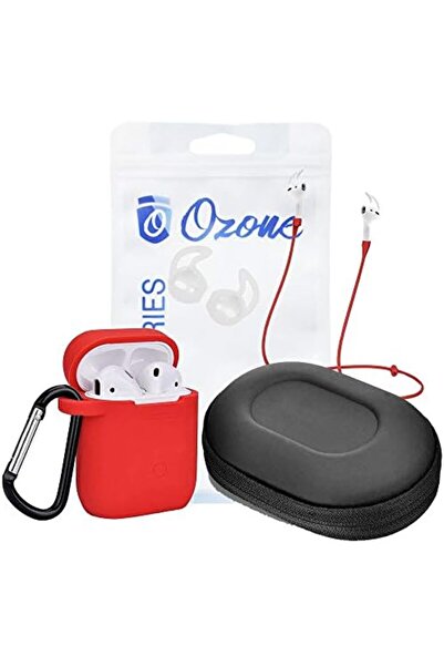 O Ozone 6 in 1 Airpods Travel Kit Waterproof Silicone Case with Keychain/Strap/Earhooks/Storage Box