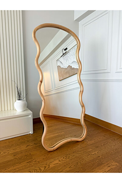 EFFE YAPI DEKOR DOĞAL AHŞAP ÇERÇEVELİ BULUT MODEL 180X80 CM ( NATUREL ) AYAKLI BOY AYNASI