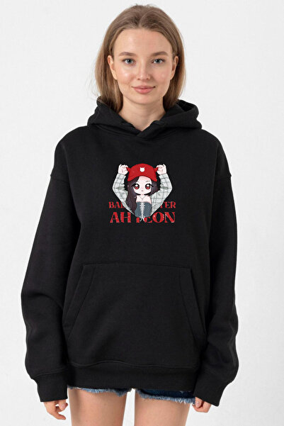 Tshirthane Ahyeon Babymonster Cap Black Women's 3Ip Hoodie