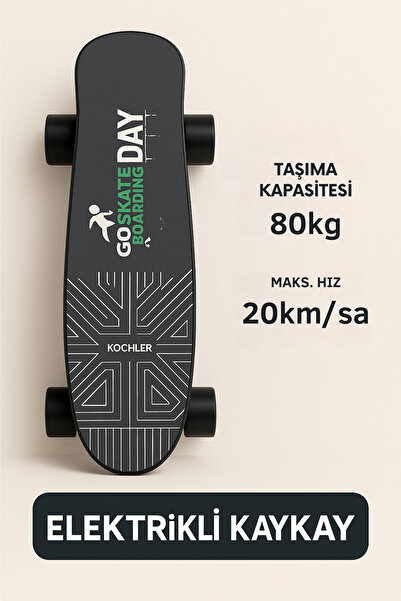 kochler Elektrikli Kaykay H2S-1 – Şehir İçi Ulaşım Aracı, Scooter Alternatifi, 20 km/h, 8 km Menzil