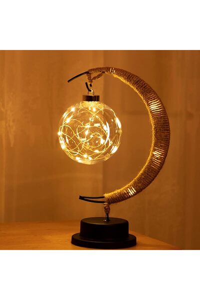 O Ozone مصباح ليلي LED على شكل قمر لعيد مبارك، مصباح قمري معلق، مصباح قمري ساحر