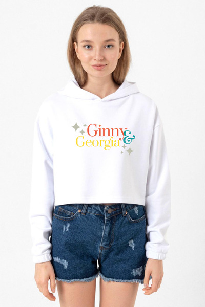 Tshirthane Ginny & Georgia Lettern White Optical Women's Crop Hoodie