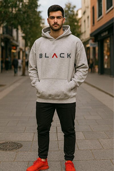 KOZİA OUTDOORS ΜΑΥΡΟ ανδρικό φούτερ oversize με στάμπα και κουκούλα