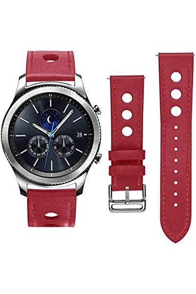ozone Strap for Galaxy Watch 46mm, 22mm PU Leather Watch Band For Galaxy Gear S3 Frontier/ClassicRed