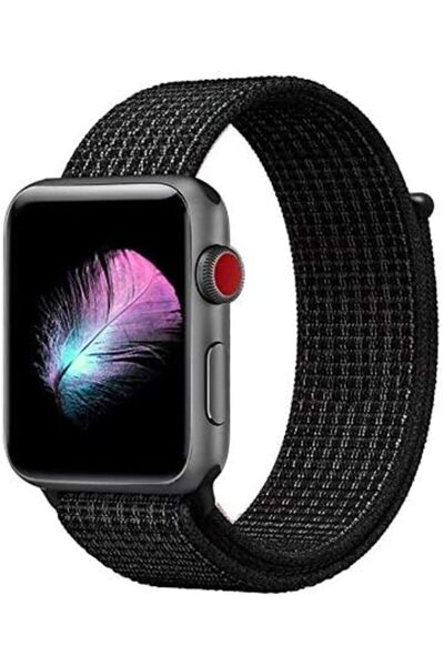 ozone O Nylon Strap for Apple Watch 44mm/42mm with Hook and Loop Fastener (Black)