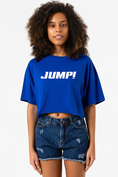 Tshirthane Blackpink Jump Basic Logo Blue Women's Crop Tshirt
