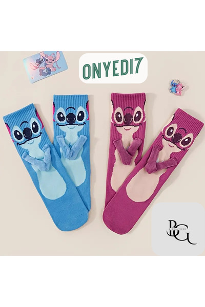 BGSignature Mıknatıslı Stitch Çorap – Koyu Pembe | Eğlenceli & Konforlu