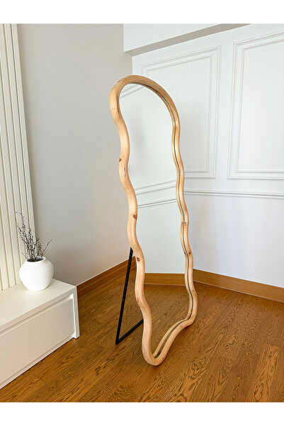 EFFE YAPI DEKOR DOĞAL AHŞAP ÇERÇEVELİ BULUT MODEL 180X80 CM ( NATUREL ) AYAKLI BOY AYNASI