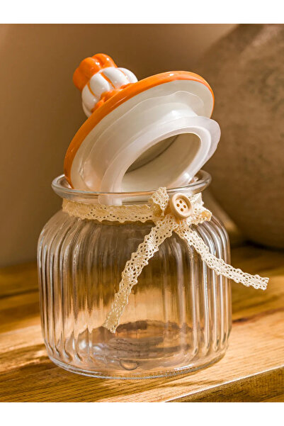 LC Waikiki Lcw Home Colorless Glass Storage Container with Pumpkin Figure 600 ml