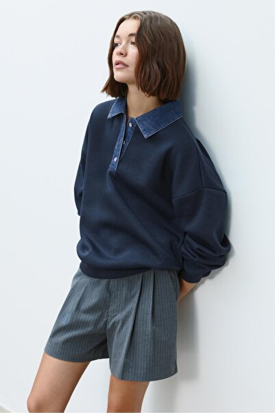 Stradivarius Denim collared sweatshirt