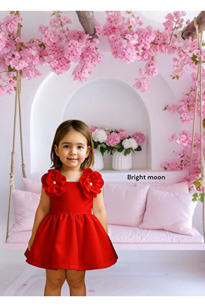 bright moon فستان زهرة الأوركيد الساتان للفتيات