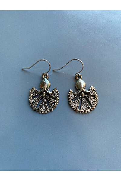 dela otantik Carnation Themed Bronze Color Authentic Dangle Earrings |   Handmade Vintage Bohemian Ethnic Bijoux Jewelry