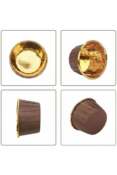 RÖNESANS PARTİ Metallic Brown Gold Color Muffin Cupcake Cake Mold Set of 25