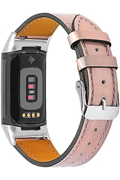 O Ozone Leather Watch Band | Fitbit Charge 5 Smart Watch| Light Pink