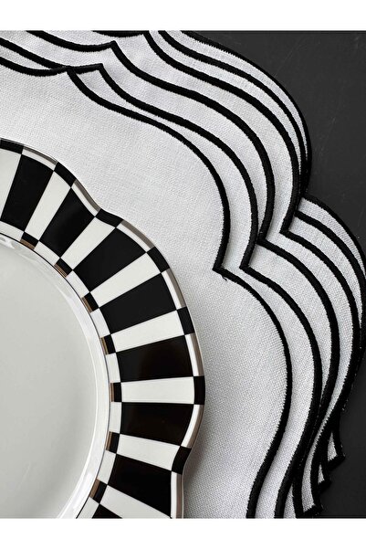 ROSSEV Set de 6 cuțite și șervețele sculptate Mila Supla în negru