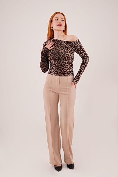 Wear Up Single Button Stone Trousers with Front Stitching Detail