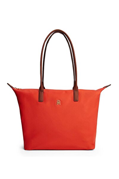 Tommy Hilfiger Women's Zippered Inner Pocket Metallic Th Logo Short Strap Ora...