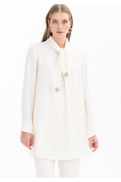 SEÇİLSTORE 1020 ŞIK TUNİK YAKASI FLARLI FLARI TAŞ DETAYLI GÖMLEK TUNİK QYS ŞIK TUNİK #24-04#