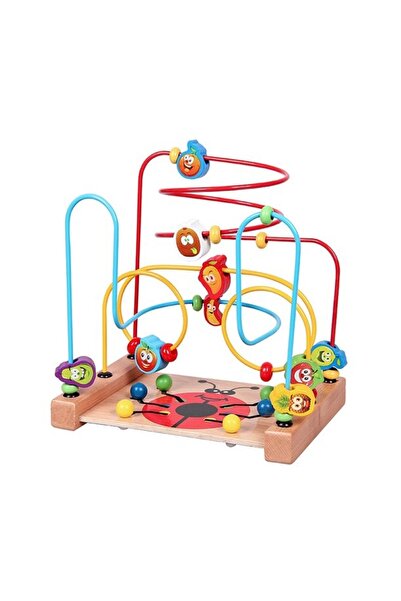 Toy Labirint Montessori din lemn cu fructe colorate și buburuză decorativă