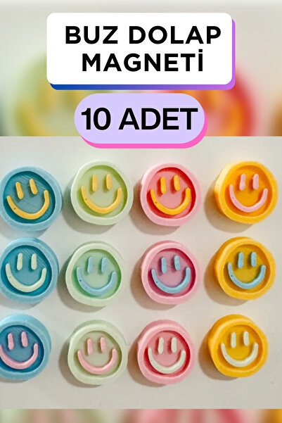 Genç 3D Neodyum Neşeli Yüz Dolap Magneti 10 ADET | Güçlü Dekoratif Buzdolabı Süsü | Eğlenceli Mıknatıs