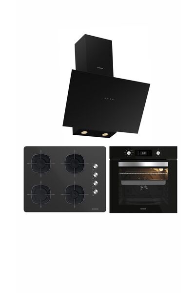 Silverline 65 cm Ocak Siyah Cam Ankastre Set (3481 Flam 60+cs5665b01+bo65e4b01)