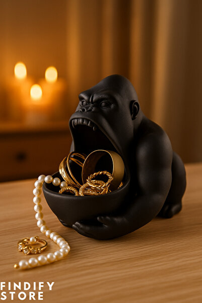 Findify Store Gorilla Figür Takı Organizer, Banyo Sabunluk, Banyo Düzenleyici, Yüzük, Bileklik ve Kolye 16x14