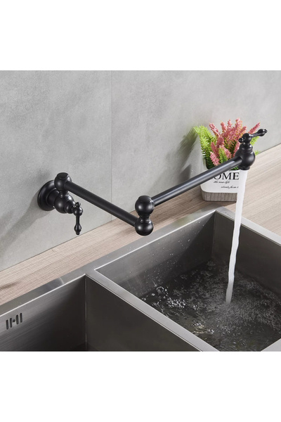 BisDesign Baterie chiuvetă bucătărie, finisaj negru mat, instalare deasupra aragazului sau chiuvetei, dimensiune 58 cm